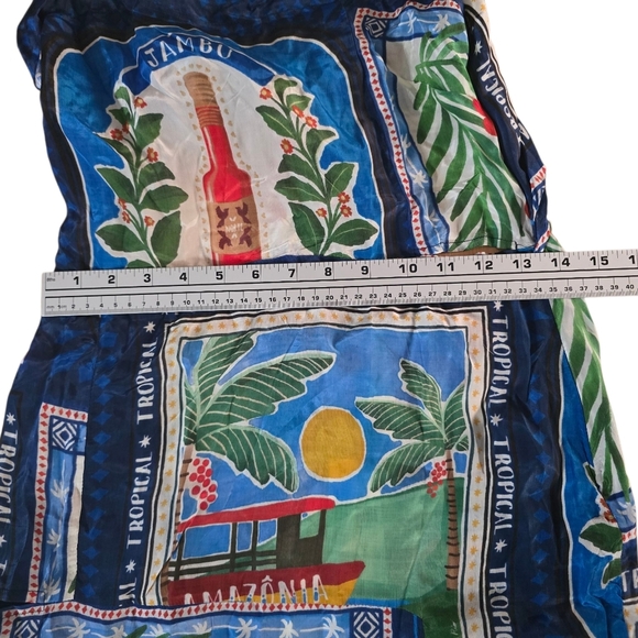 FARM Rio Square Neck Bandana Blue and Green Tropical Midi Dress Size S - Picture 6 of 10